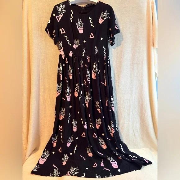 Lazy Oaf Potted Plant Print Maxi Dress - Picture 1 of 6